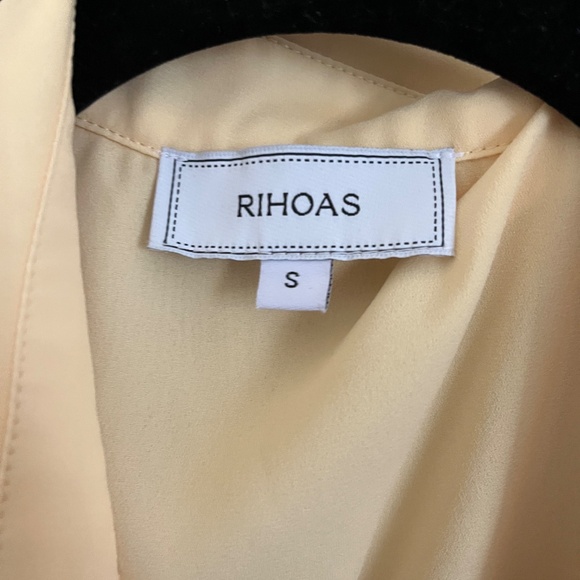 NWOT Rihoas Yellow Button Down Shirt Mini Dress - Picture 6 of 7